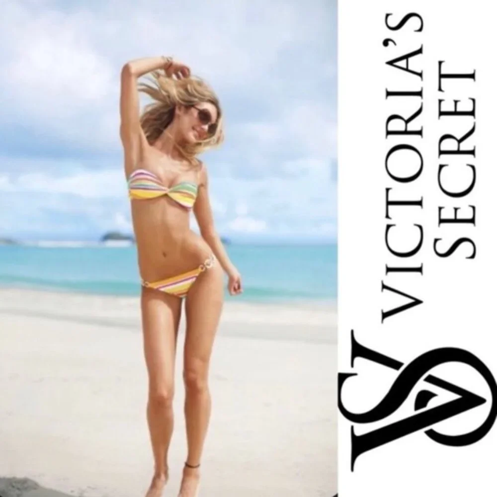 Victoria’s Secret | Rainbow stripe Halter Bandeau Bikini Top | Size Extra Small